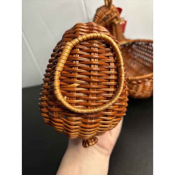 Vintage Nesting Deer Baskets Brown Wicker Reindeer Rattan Planter Weave Woven - Picture 8 of 16